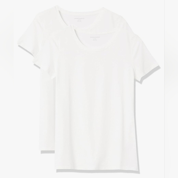NEW 2 Amazon Essentials Women's Size XXL Classic Crew T Shirt Pack Of 2 White - Picture 1 of 6